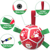 Red Christmas Dog Soccer Ball with Straps | Small Dogs – 5 inch