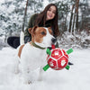 Red Christmas Dog Soccer Ball with Straps | Small Dogs – 5 inch