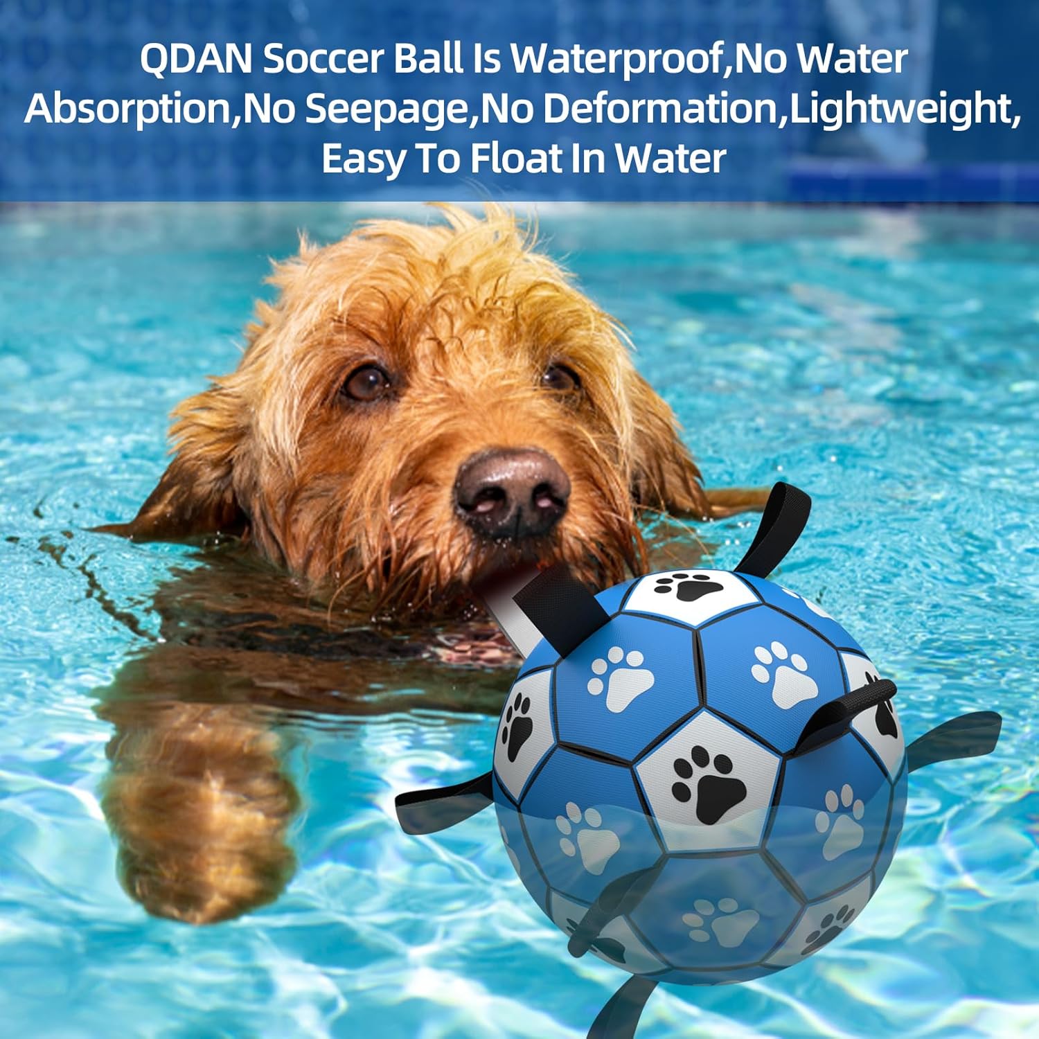 QDAN Dog Ropes Toys, Soccer Ball with Straps, Puppy Birthday Gifts, Dog Water Toy, Durable Balls for Small Medium Dogs-Blue Grey（6 Inch）