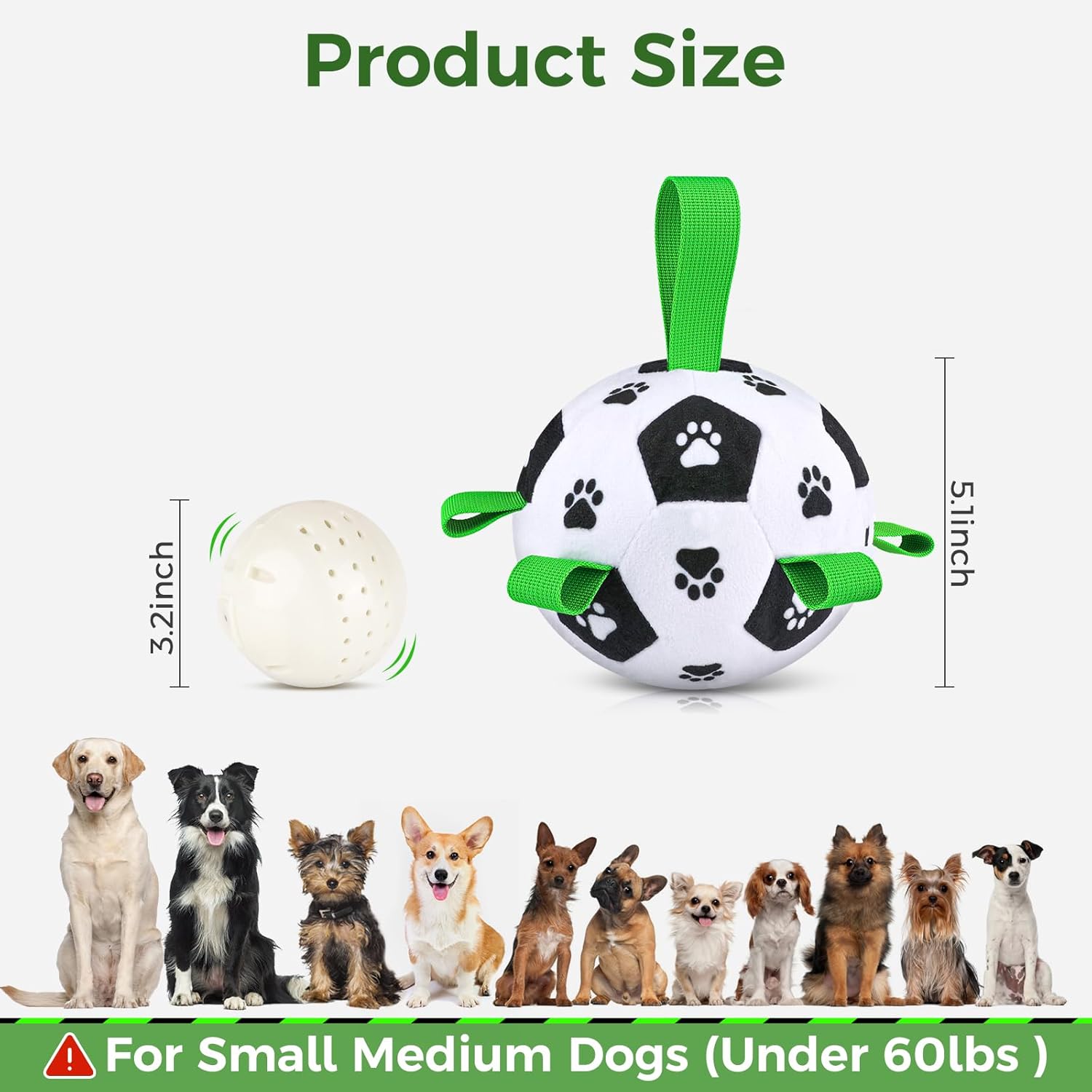 QDAN Interactive Dog Toys, Moving Dog Balls with Straps, Remote Control, Jumping Rolling Bouncing Soccer Ball for Dogs for Small Medium Large Pet