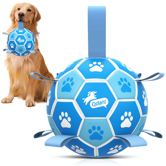 Sky Blue Dog Soccer Ball with Straps | Small to Large Dogs – 5 inch to 8 inch