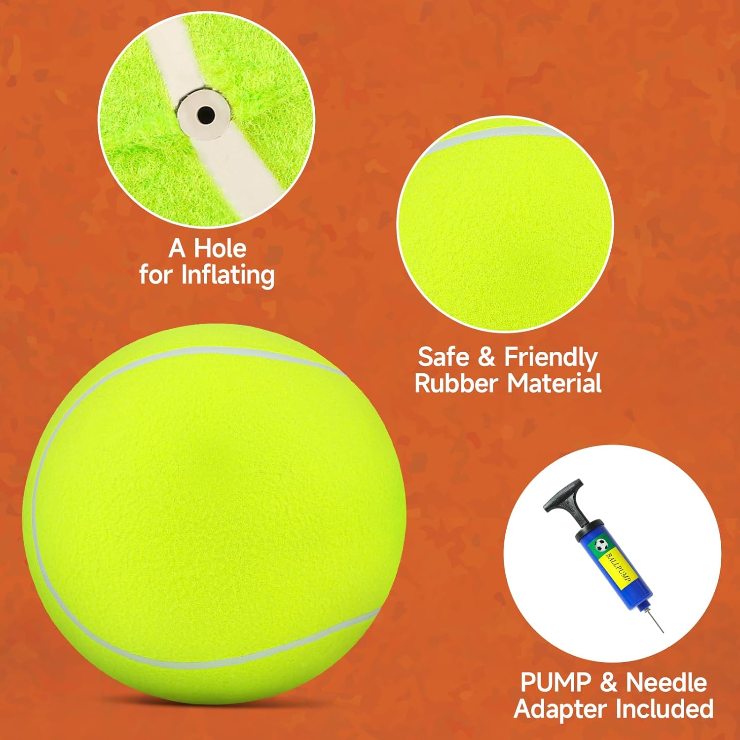 QDAN Giant Large Tennis Ball for Dogs: 9.5" Premium Balls for Dog for Outdoor Play, Big Tennis Ball Dogs Toy, Tennis Ball for Small Medium Large Dog, Pet Balls, Yellow