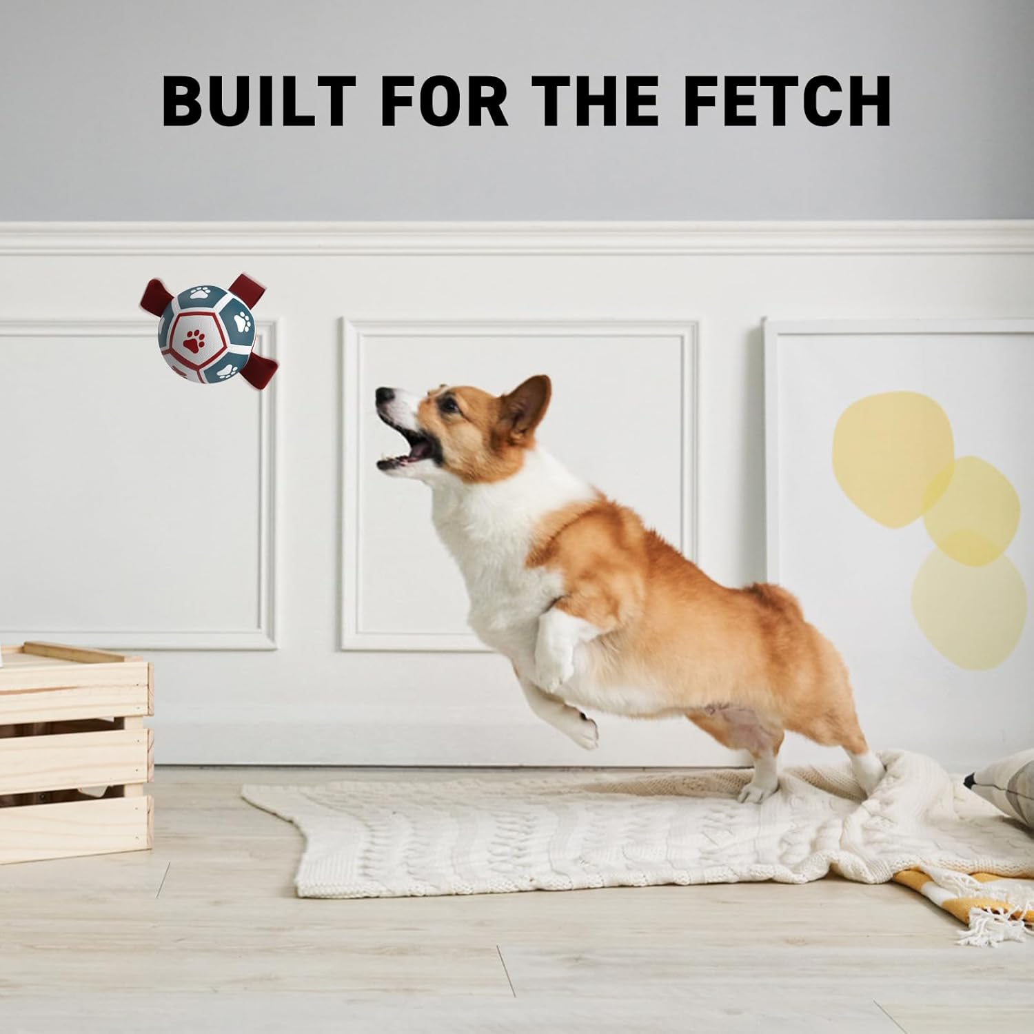 QDAN Small Dog Toys, Puppy Balls, Dog Balls with Straps for Small Breed, Soccer Ball for Dogs, Puppy Toys, Dog Birthday Gift (Blue Red, 3.5 inch)