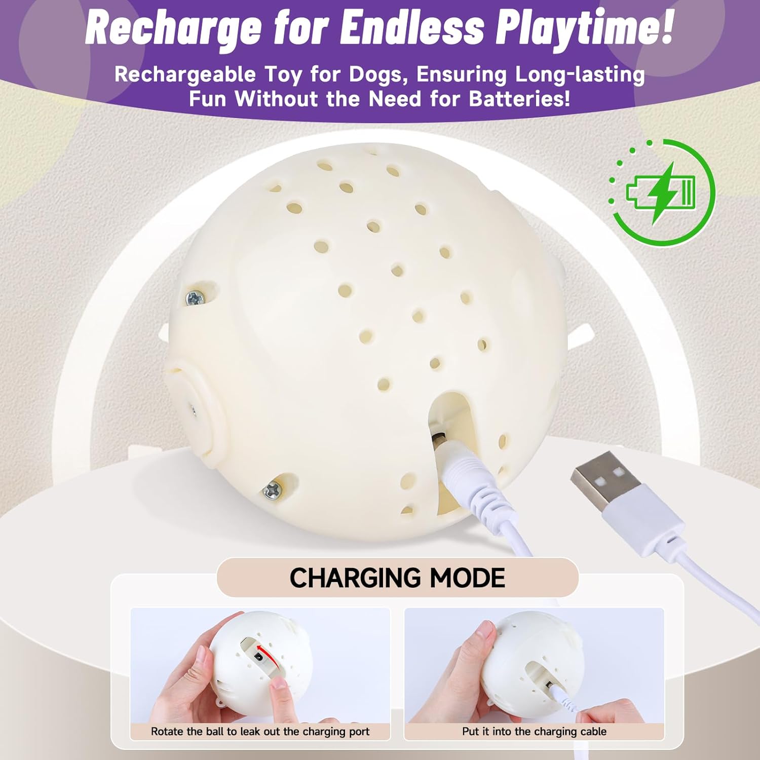 QDAN Interactive Dog Toys, Jumping Dog Balls with Recording and Music Modes, Moving Dog Toy to Keep Them Busy, Bouncing Ball for Puppy