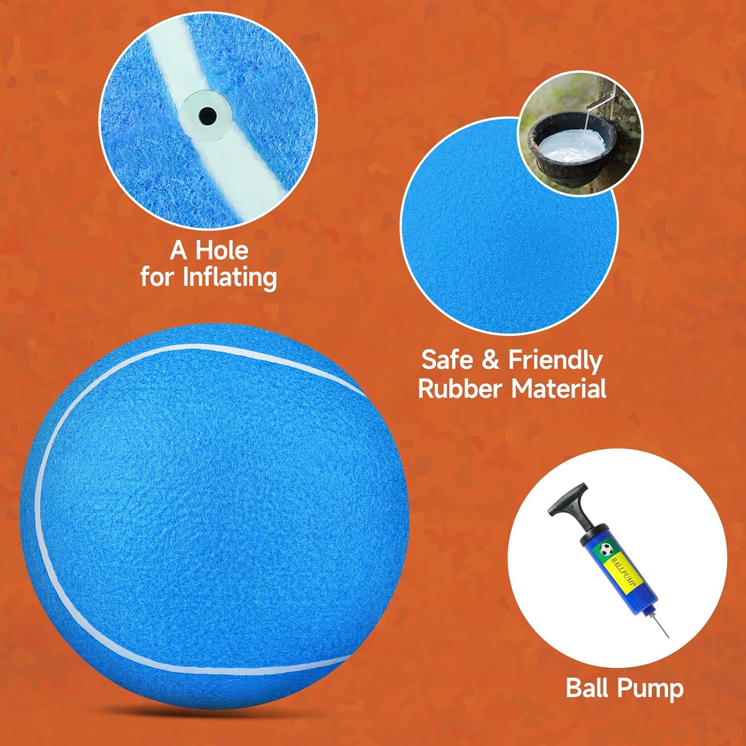 QDAN Giant Large Tennis Ball for Dogs: 9.5" Big Ball for Dogs for Outdoor Play, Big Tennis Balls Dog Toy, Tennis Balls for Small Medium Large Dog, Blue