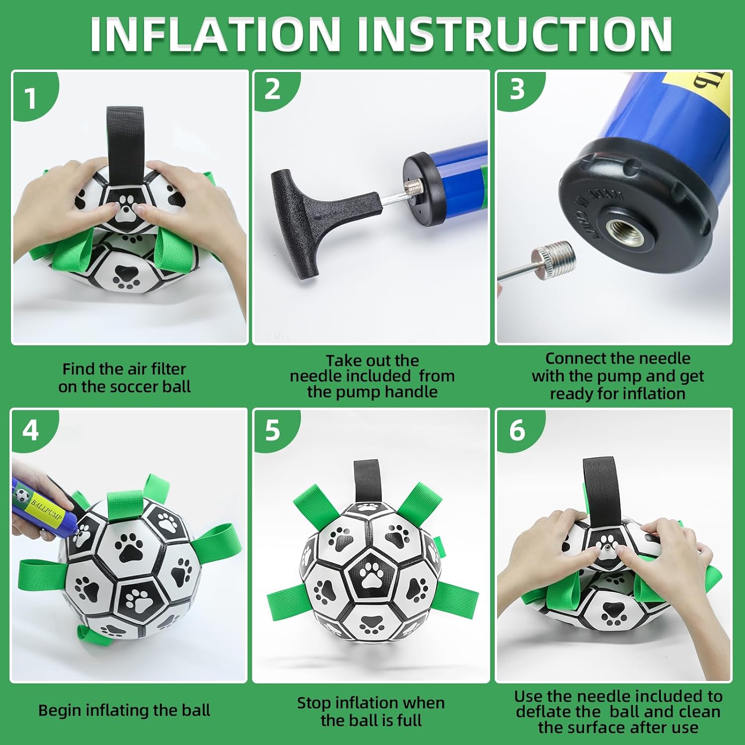 QDAN Dog Toys Extra Large Soccer Ball with Straps, Tug Toy, Water Toy, Durable Dogs Balls World Cup for Large（9 Inch）