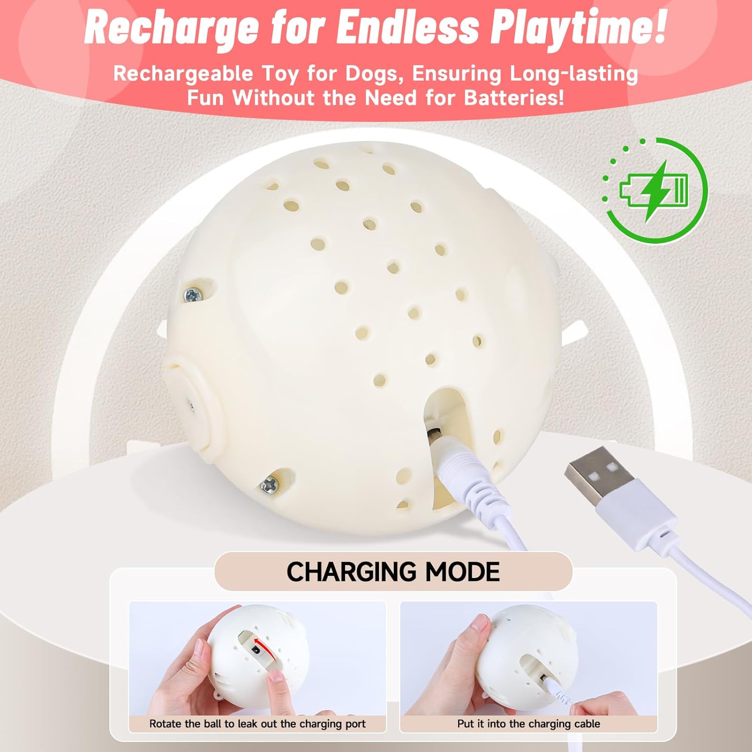 QDAN Interactive Dog Toys - Bouncing Ball for Dogs, Remote Control, Jumping Dog Balls with Recording and Music Modes, Dog Birthday Toy, Rechargeable Moving Dog Toy to Keep Them Busy, Pig