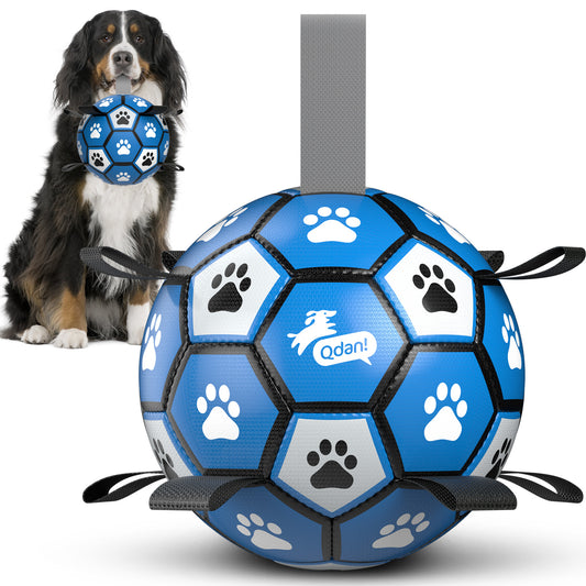 Royal Blue Dog Soccer Ball with Straps | Extra Large Dogs – 9 inch