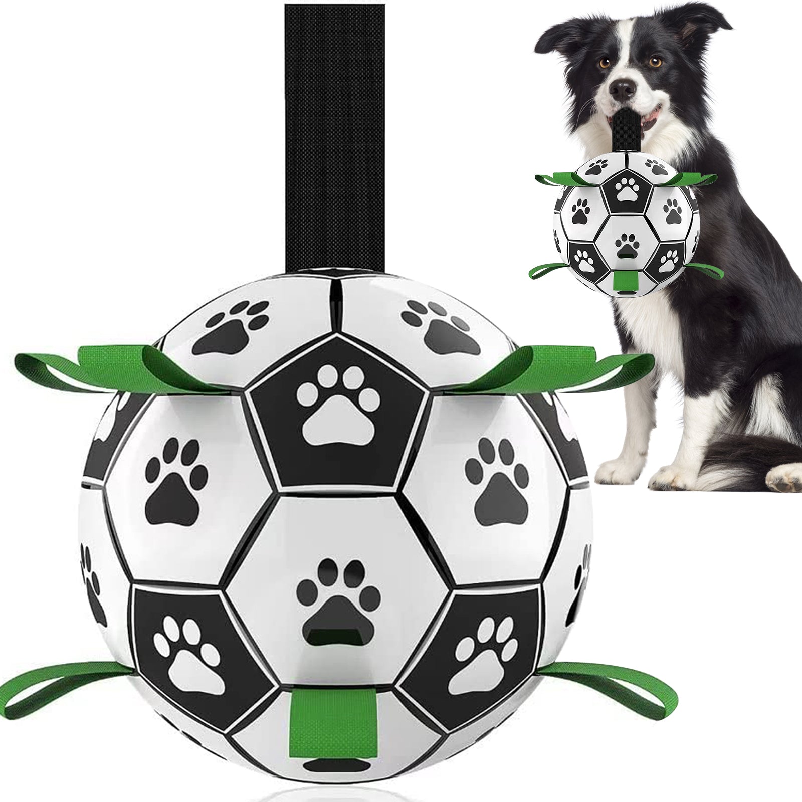 QDAN Dog Soccer Ball Interactive Toys for Tug of War, Puppy Birthday Gifts, Dog Water Toy, Durable for Small & Medium & Large Dogs-(6 inch&8inch)