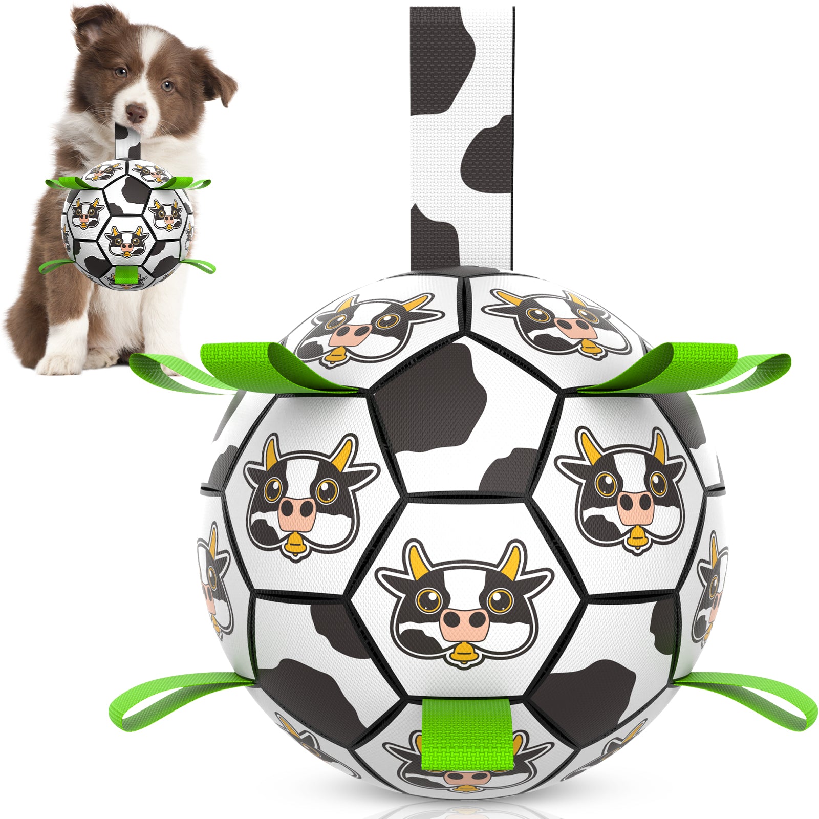 QDAN Dog Soccer Ball Interactive Toys for Tug of War, Puppy Birthday Gifts, Dog Water Toy, Durable for Small & Medium & Large Dogs-(6 inch&8inch)