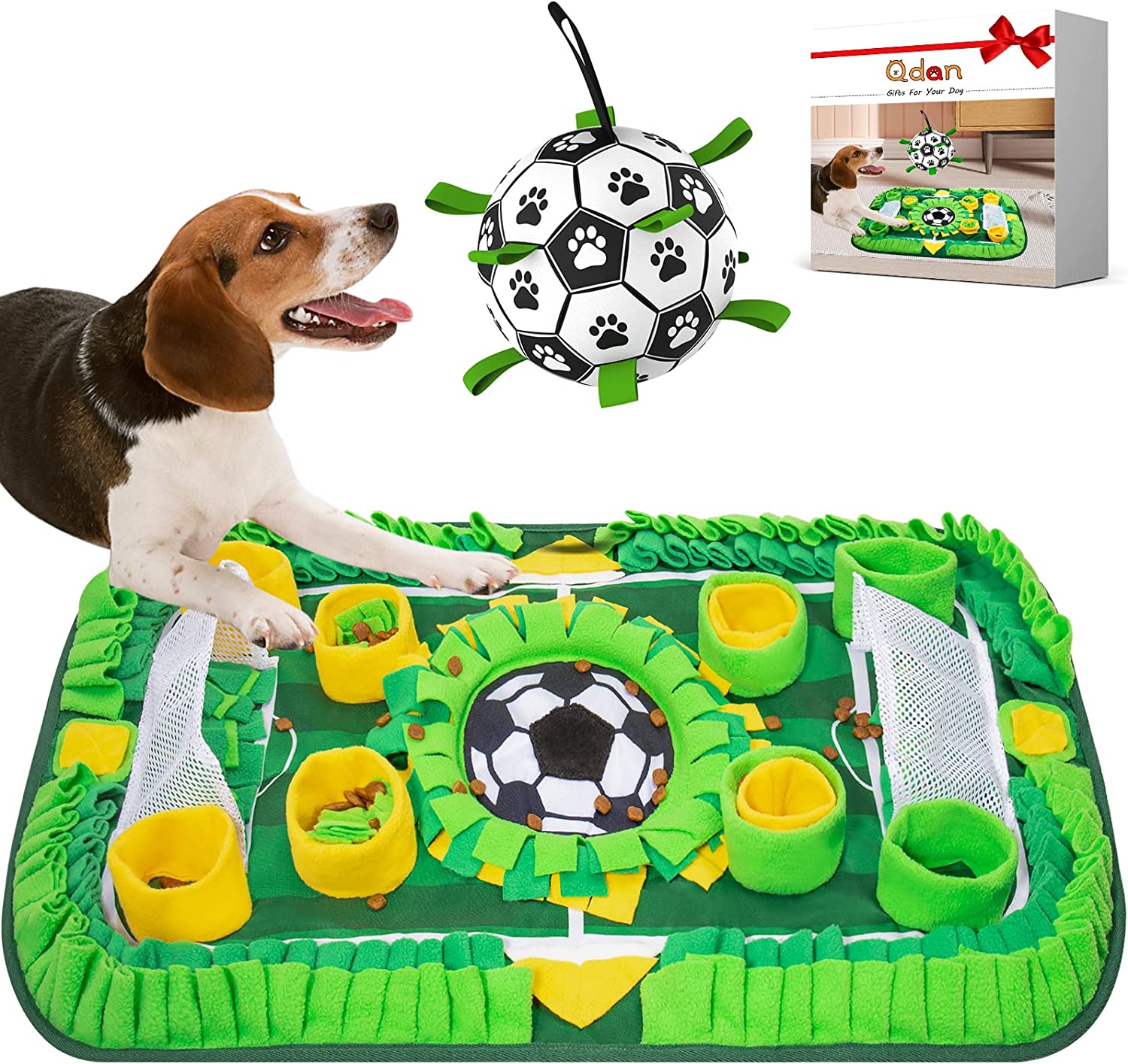 QDAN Dog Soccer Ball Interactive Toys for Tug of War, Puppy Birthday Gifts, Dog Water Toy, Durable for Small & Medium & Large Dogs-(6 inch&8inch)