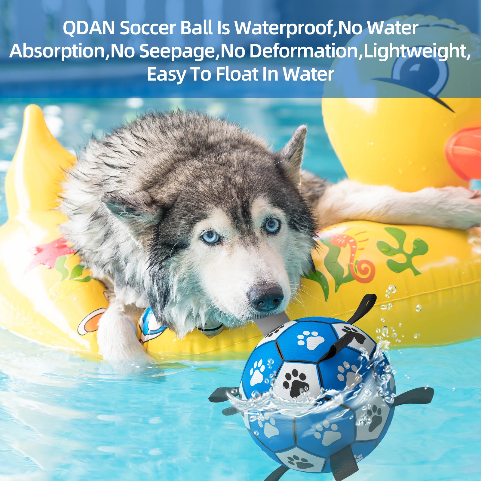 QDAN Dog Toys Soccer Ball with Straps, Interactive Dog Toys for Tug of War, Puppy Birthday Gifts, Dog Tug Toy, Dog Water Toy, Durable Dog Balls World Cup for Small & Medium& Large Dogs（6 & 8 Inch）